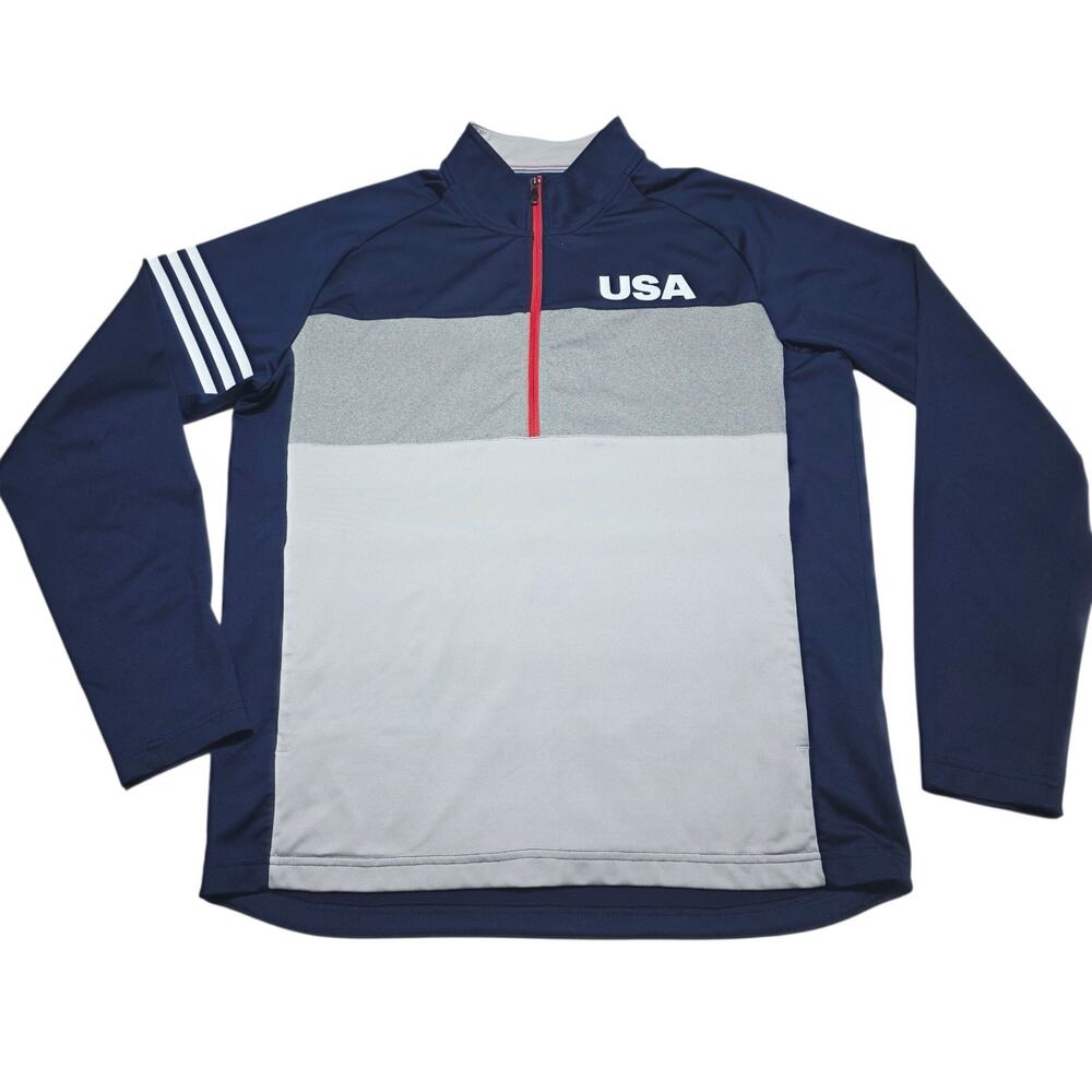 Team USA Adidas 2020 Summer Olympics Golf Half Zip Pullover Jacket Medium Navy